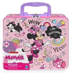 Official Disney Kids Puzzle Tin Case - Pink 24-Piece Puzzle